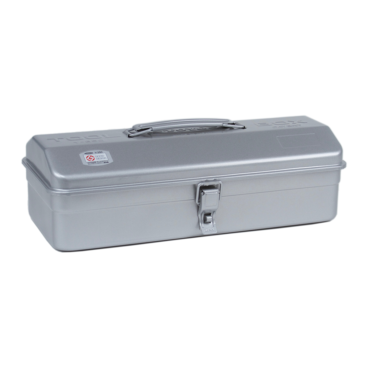 Toyo Steel Y-350 Glossy Silver. Durable glossy silver steel container featuring a stylish camber-top cover and practical round handle for versatile storage. 1.3kg.
